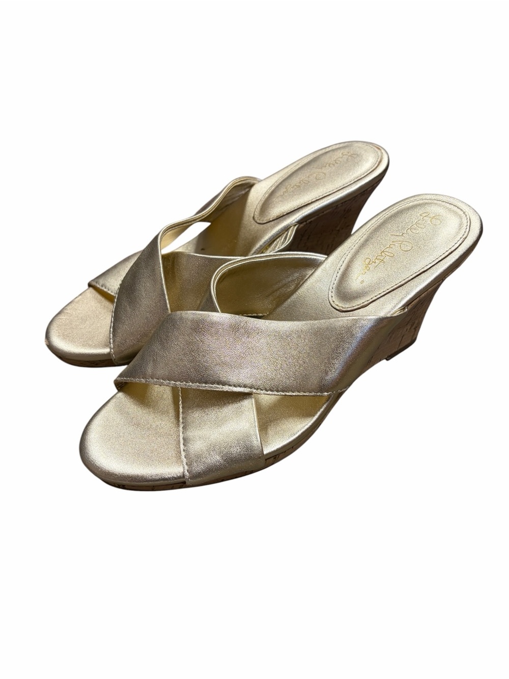 Lilly Pulitzer Selena Gold Wedge Slide Sandals - 7